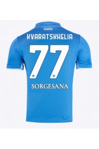 SSC Napoli Khvicha Kvaratskhelia #77 Jalkapallovaatteet Kotipaita 2024-25 Lyhythihainen